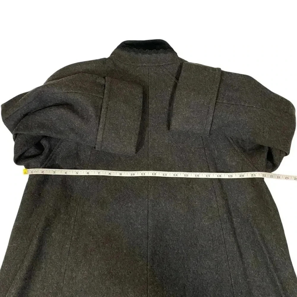 VGT JOFELD de Ball Valvet Women's Stand Collar Coat Front Buttons Black Size M - Picture 13 of 15